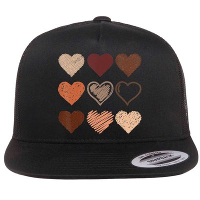 Black Pride Melanin Skin Tone Hearts Black History Month Flatbill Hat