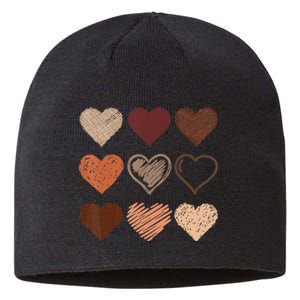 Black Pride Melanin Skin Tone Hearts Black History Month Sustainable Beanie