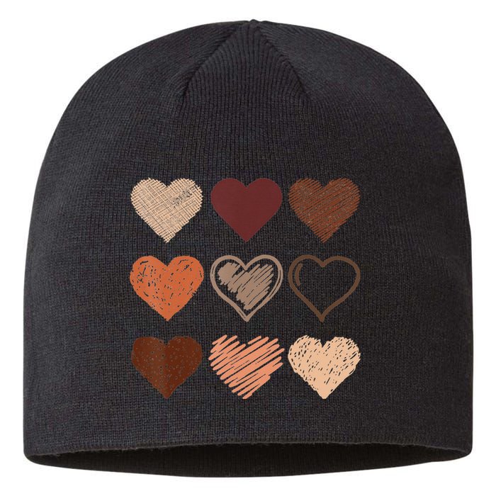 Black Pride Melanin Skin Tone Hearts Black History Month Sustainable Beanie