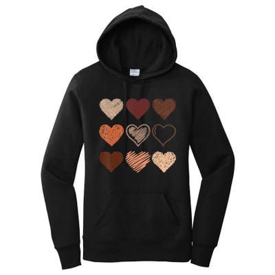 Black Pride Melanin Skin Tone Hearts Black History Month Women's Pullover Hoodie