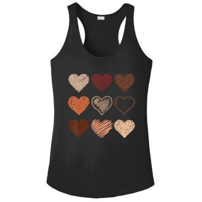 Black Pride Melanin Skin Tone Hearts Black History Month Ladies PosiCharge Competitor Racerback Tank