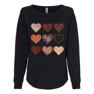 Black Pride Melanin Skin Tone Hearts Black History Month Womens California Wash Sweatshirt