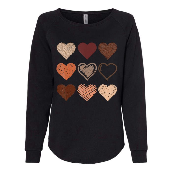 Black Pride Melanin Skin Tone Hearts Black History Month Womens California Wash Sweatshirt