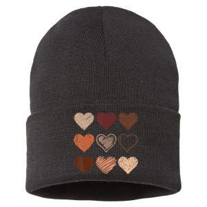 Black Pride Melanin Skin Tone Hearts Black History Month Sustainable Knit Beanie