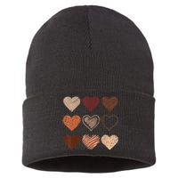 Black Pride Melanin Skin Tone Hearts Black History Month Sustainable Knit Beanie