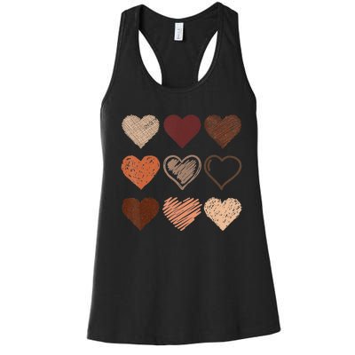 Black Pride Melanin Skin Tone Hearts Black History Month Women's Racerback Tank