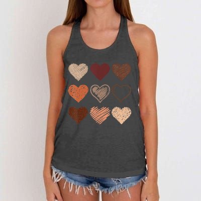 Black Pride Melanin Skin Tone Hearts Black History Month Women's Knotted Racerback Tank