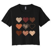 Black Pride Melanin Skin Tone Hearts Black History Month Women's Crop Top Tee