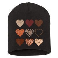 Black Pride Melanin Skin Tone Hearts Black History Month Short Acrylic Beanie