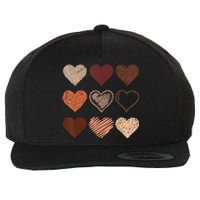 Black Pride Melanin Skin Tone Hearts Black History Month Wool Snapback Cap