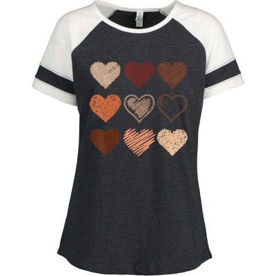 Black Pride Melanin Skin Tone Hearts Black History Month Enza Ladies Jersey Colorblock Tee