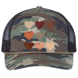 Black Pride Melanin Skin Tone Hearts Black History Month Retro Rope Trucker Hat Cap