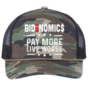 Bidenomics Pay More Live Worse Anti Biden Recession Retro Rope Trucker Hat Cap