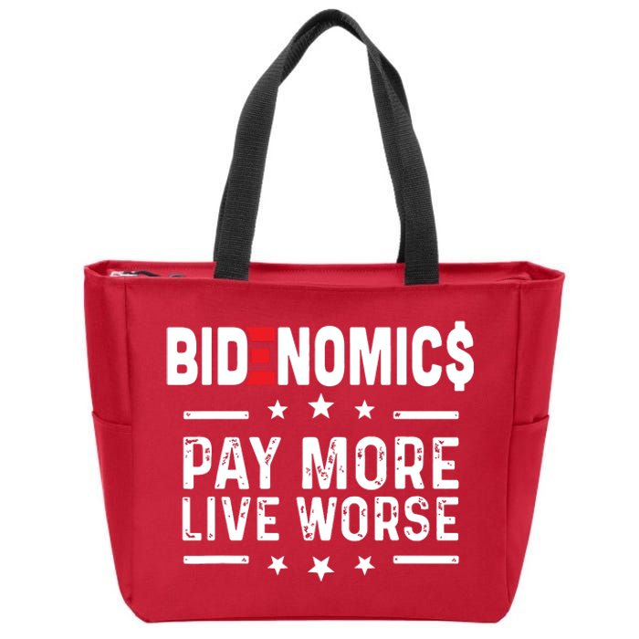 Bidenomics Pay More Live Worse Anti Biden Recession Zip Tote Bag