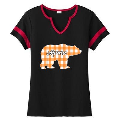 Buffalo Plaid Mama Bear Tee Mothers Day Ladies Halftime Notch Neck Tee