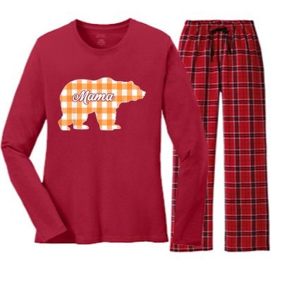 Buffalo Plaid Mama Bear Tee Mothers Day Women's Long Sleeve Flannel Pajama Set 