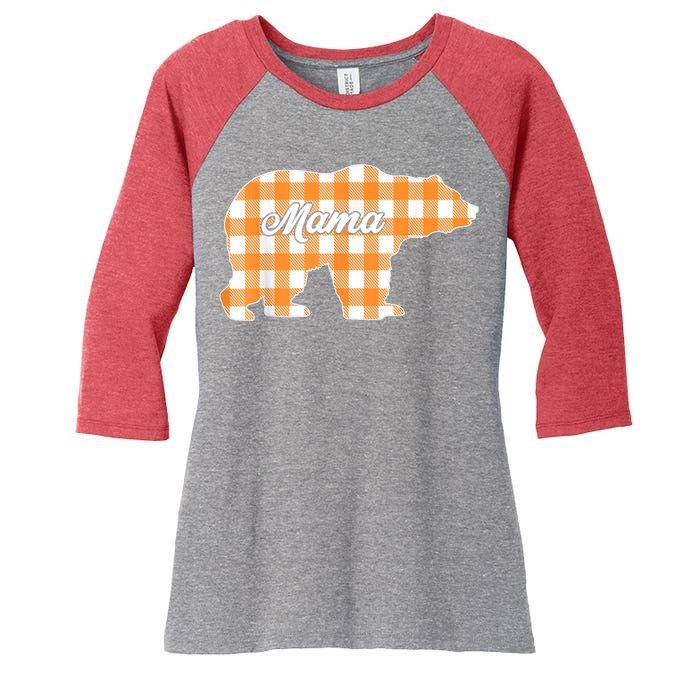 Buffalo Plaid Mama Bear Tee Mothers Day Women's Tri-Blend 3/4-Sleeve Raglan Shirt