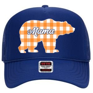 Buffalo Plaid Mama Bear Tee Mothers Day High Crown Mesh Back Trucker Hat