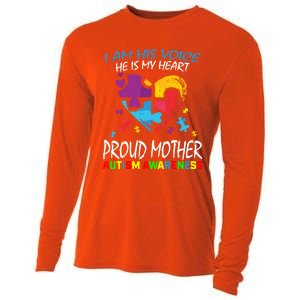 Blue Proud Mother Autism Awareness Mom Son I Am His Voice Gift Cooling Performance Long Sleeve Crew