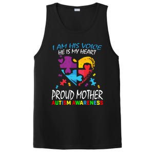 Blue Proud Mother Autism Awareness Mom Son I Am His Voice Gift PosiCharge Competitor Tank