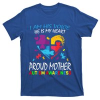 Blue Proud Mother Autism Awareness Mom Son I Am His Voice Gift T-Shirt