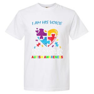 Blue Proud Mother Autism Awareness Mom Son I Am His Voice Gift Garment-Dyed Heavyweight T-Shirt