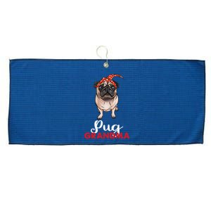 Best Pug Mom Ever With Bandana Pug Dog Pug Grandma Large Microfiber Waffle Golf Towel