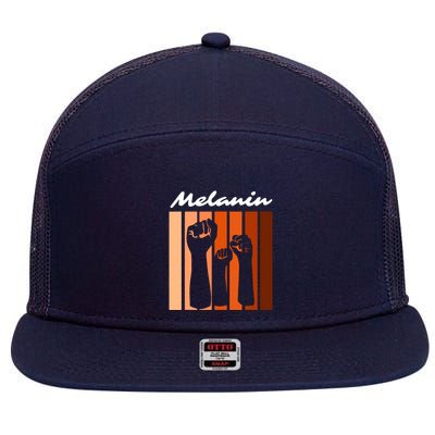Black Pride Melanin Civil Rights & Black History Month VNeck 7 Panel Mesh Trucker Snapback Hat