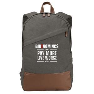 Bidenomics Pay More Live Worse Funny Anti Joe Biden Cotton Canvas Backpack