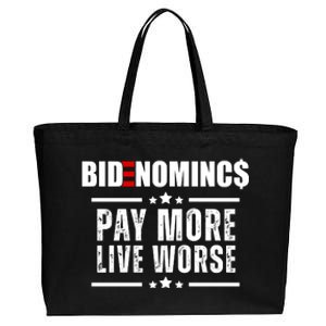 Bidenomics Pay More Live Worse Funny Anti Joe Biden Cotton Canvas Jumbo Tote