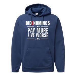 Bidenomics Pay More Live Worse Funny Anti Joe Biden Performance Fleece Hoodie