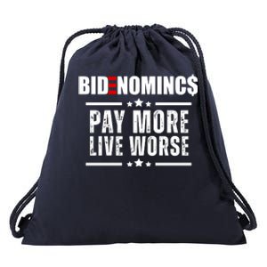 Bidenomics Pay More Live Worse Funny Anti Joe Biden Drawstring Bag