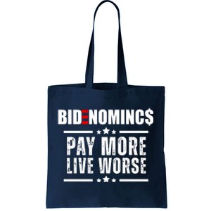 Bidenomics Pay More Live Worse Funny Anti Joe Biden Tote Bag