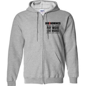 Bidenomics Pay More Live Worse Funny Anti Joe Biden Full Zip Hoodie