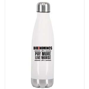 Bidenomics Pay More Live Worse Funny Anti Joe Biden Stainless Steel Insulated Water Bottle