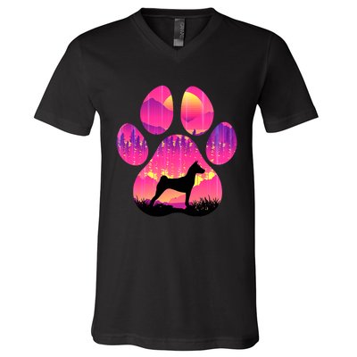 Basenji Paw Mom Dad Dog Lover V-Neck T-Shirt