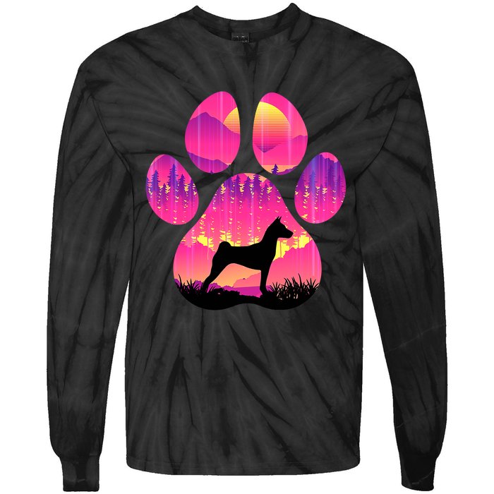 Basenji Paw Mom Dad Dog Lover Tie-Dye Long Sleeve Shirt