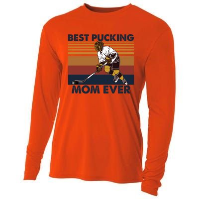 Best Pucking Mom Ever Funny Hockey Mom Saying Gift Cooling Performance Long Sleeve Crew