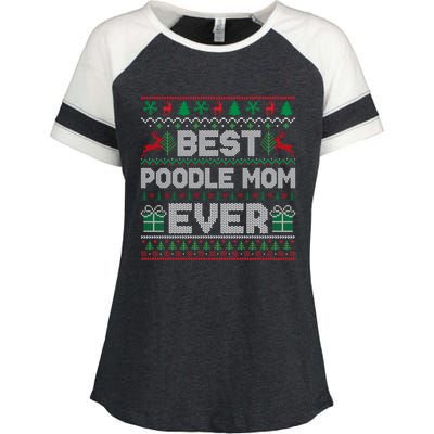 Best Poodle Mom Ever Christmas Pajamas Matching Ugly Xmas Great Gift Enza Ladies Jersey Colorblock Tee