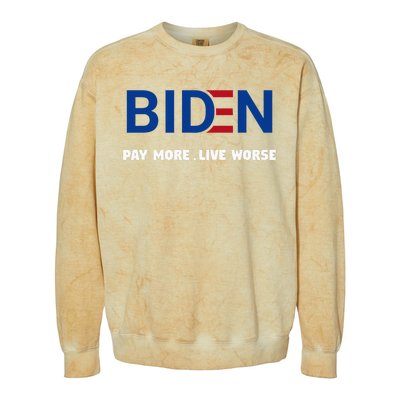 Biden Pay More Live Worse Funny Political Economy Humor Pun Colorblast Crewneck Sweatshirt