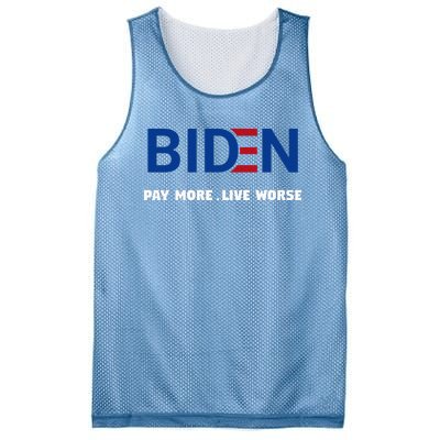 Biden Pay More Live Worse Funny Political Economy Humor Pun Mesh Reversible Basketball Jersey Tank