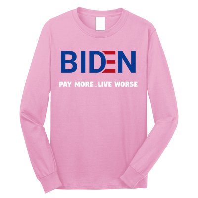 Biden Pay More Live Worse Funny Political Economy Humor Pun Long Sleeve Shirt