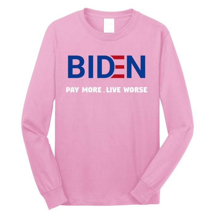 Biden Pay More Live Worse Funny Political Economy Humor Pun Long Sleeve Shirt