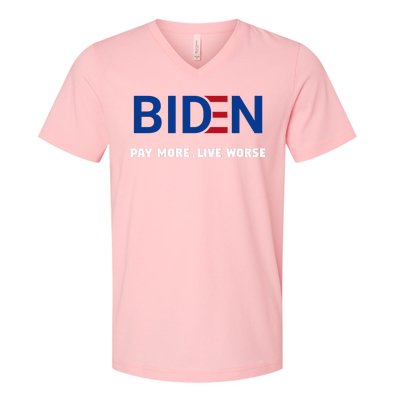 Biden Pay More Live Worse Funny Political Economy Humor Pun V-Neck T-Shirt