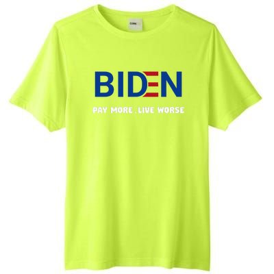 Biden Pay More Live Worse Funny Political Economy Humor Pun Tall Fusion ChromaSoft Performance T-Shirt