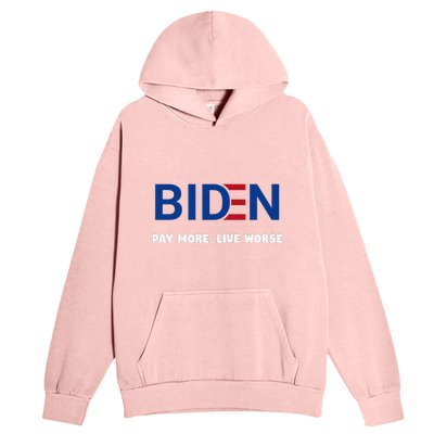 Biden Pay More Live Worse Funny Political Economy Humor Pun Urban Pullover Hoodie