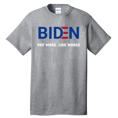 Biden Pay More Live Worse Funny Political Economy Humor Pun Tall T-Shirt