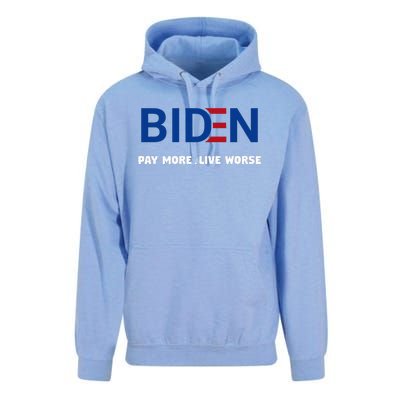 Biden Pay More Live Worse Funny Political Economy Humor Pun Unisex Surf Hoodie