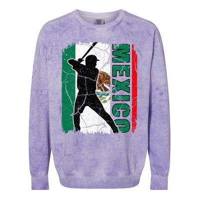 Baseball Player Mexico Flag Baseball Fans Colorblast Crewneck Sweatshirt