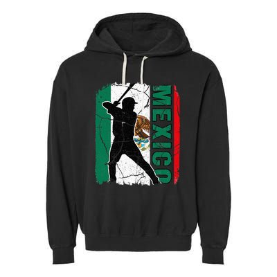 Baseball Player Mexico Flag Baseball Fans Garment-Dyed Fleece Hoodie